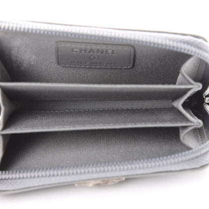 Chanel Lambskin Quilted Boy Zip Around Coin Purse Wallet Grey 4 of 7