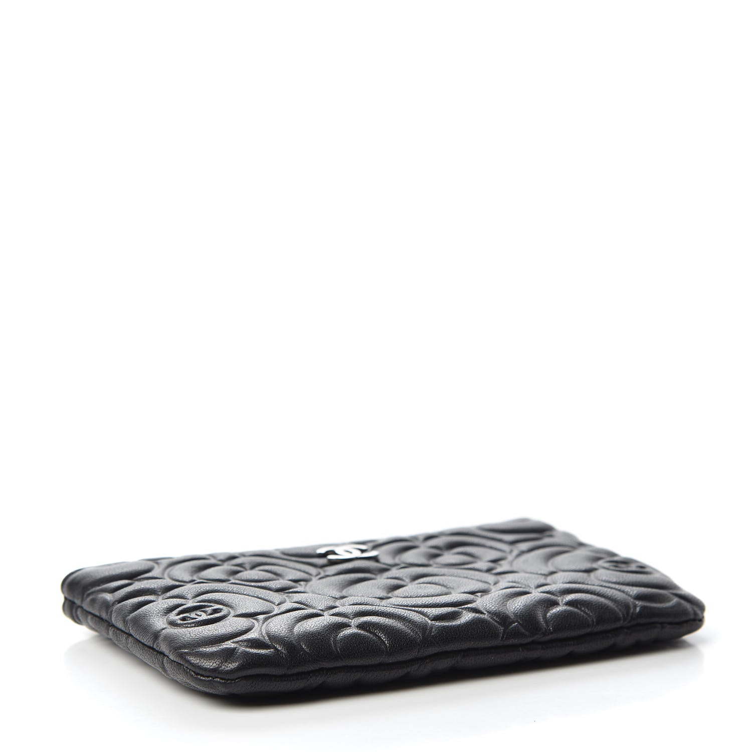 Chanel Goatskin Camellia Embossed Cosmetic Pouch Black 4 of 7