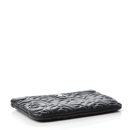 Chanel Goatskin Camellia Embossed Cosmetic Pouch Black 4 of 7