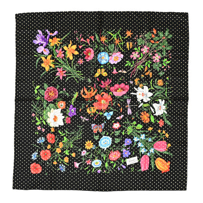 Gucci Silk Twill Flora Stars Square Scarf Black 1 of 3