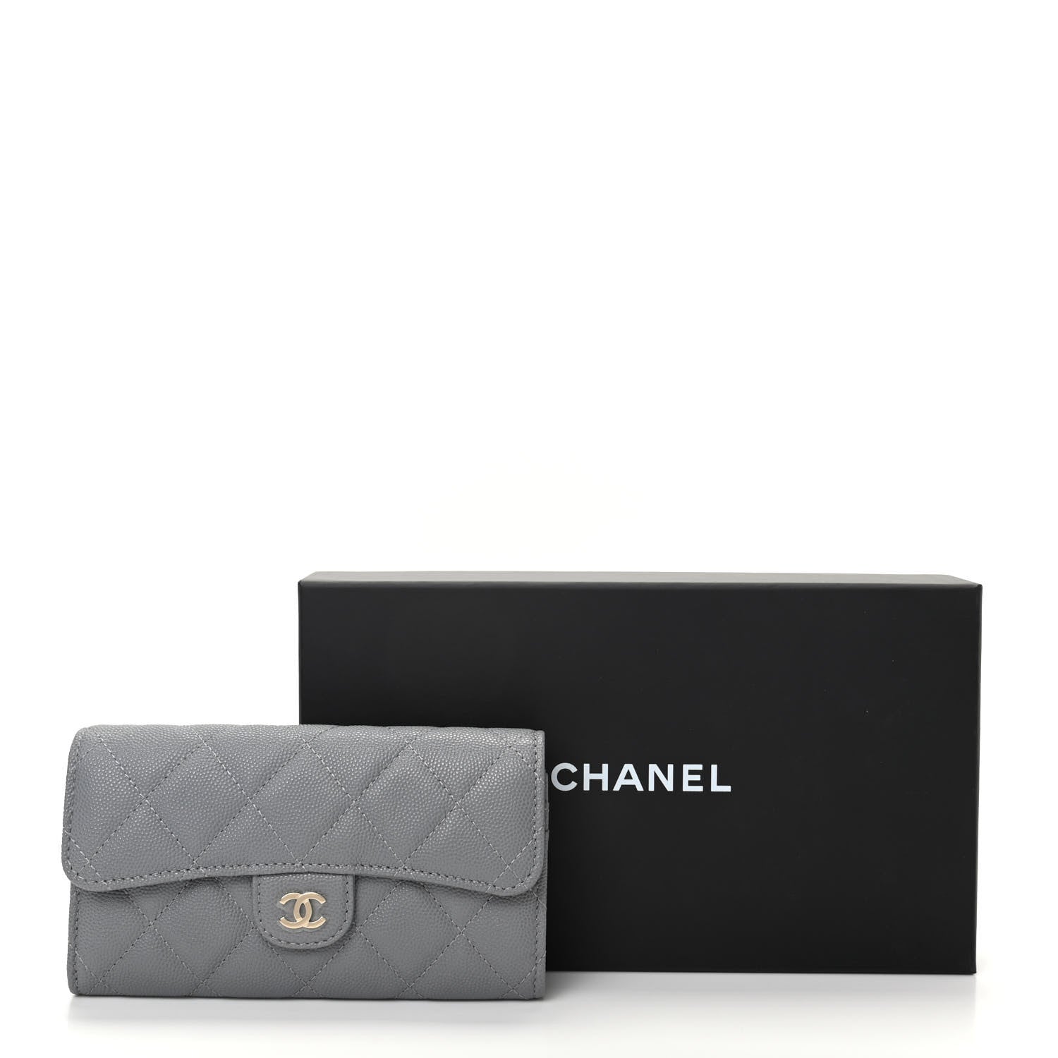 Chanel Caviar Quilted Medium Flap Wallet Grey 8 of 8