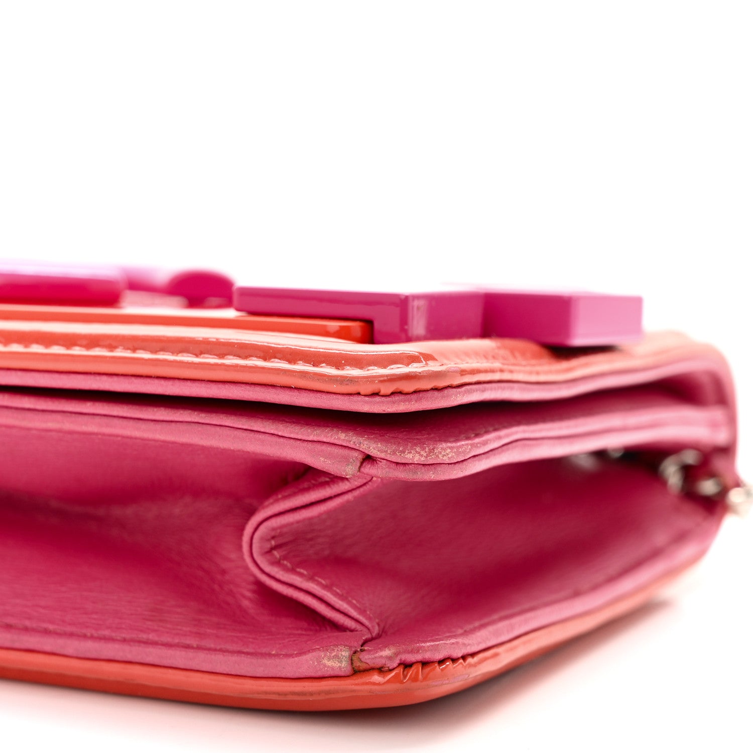 Chanel Plexiglass Patent Small Boy Brick Flap Pink Orange 10 of 11