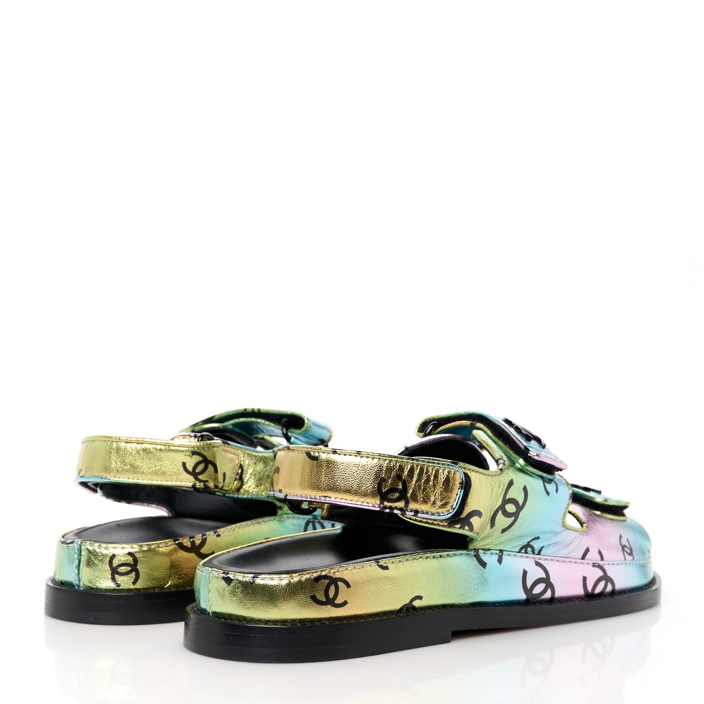 Laminated Lambskin Printed CC Dad Sandals 39 Multicolor