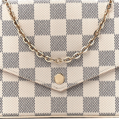Louis Vuitton Damier Azur Pochette Felicie Chain Wallet Rose Ballerine 11 of 14