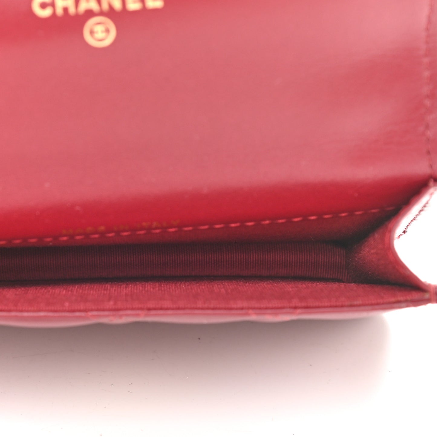 Calfskin Quilted Perfect Fit Coin Purse With Chain Burgundy