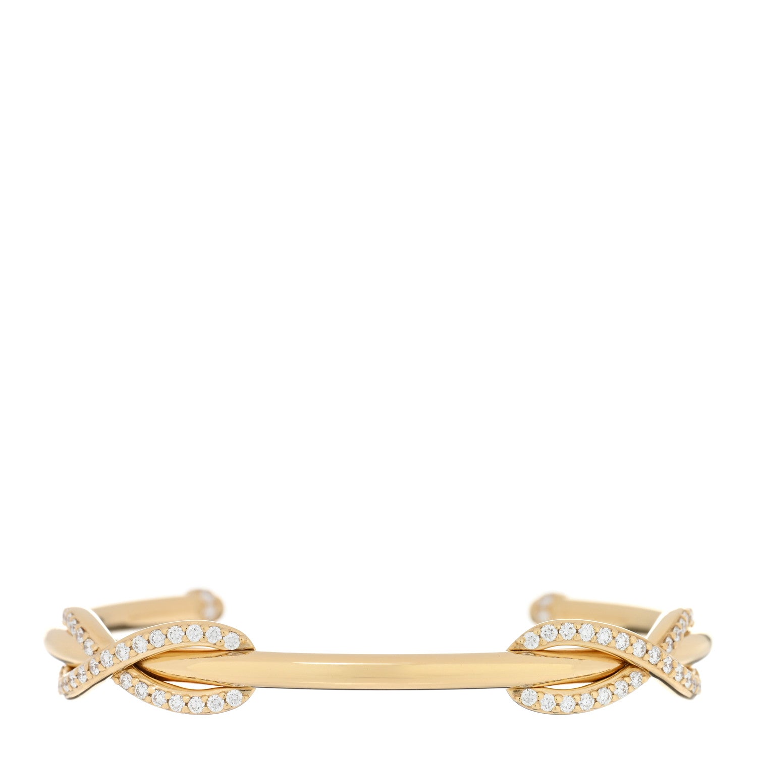 Tiffany 18K Yellow Gold Diamond Double Infinity Cuff Bracelet 1 of 3