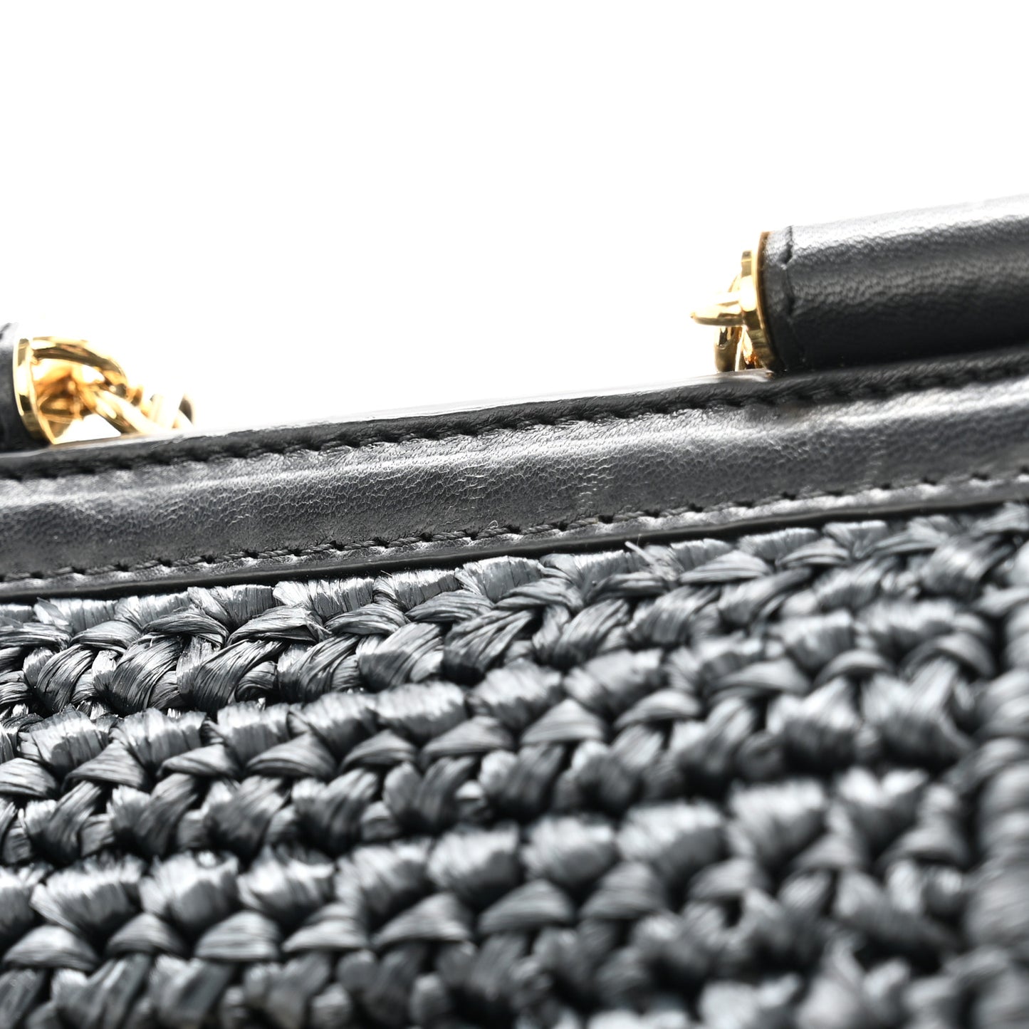 Raffia Crochet Micro Miss Sicily Satchel Black