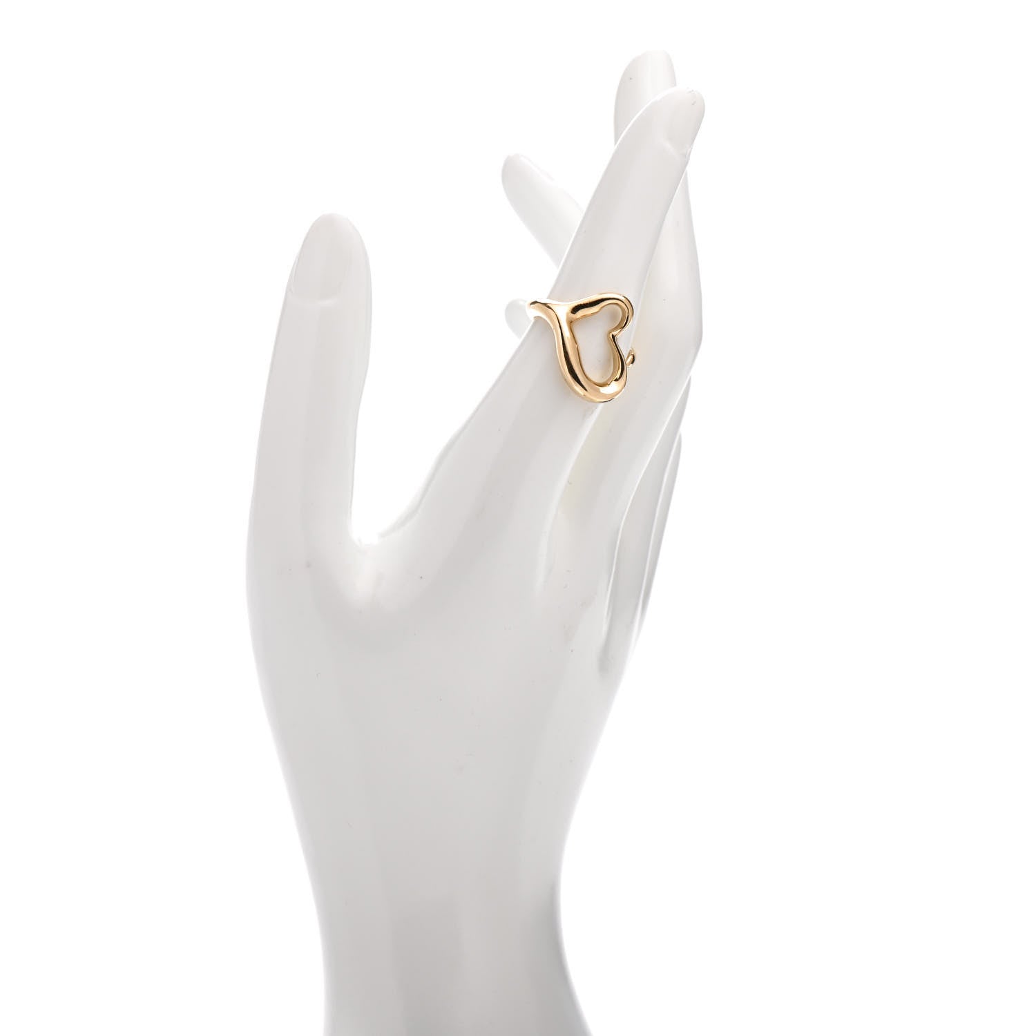 Tiffany 18K Yellow Gold Medium Elsa Peretti Open Heart Ring 49 5 2 of 5