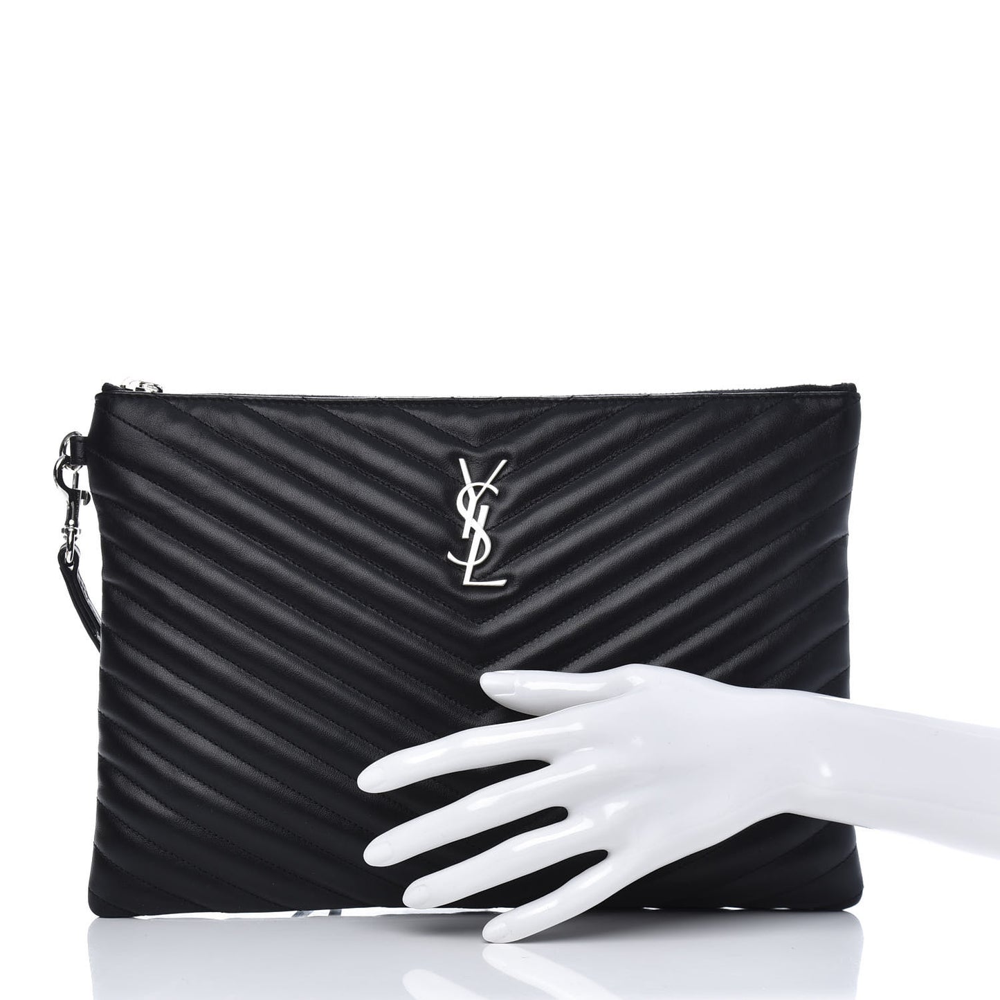 Calfskin Matelasse Monogram Cassandre Tablet Pouch Black