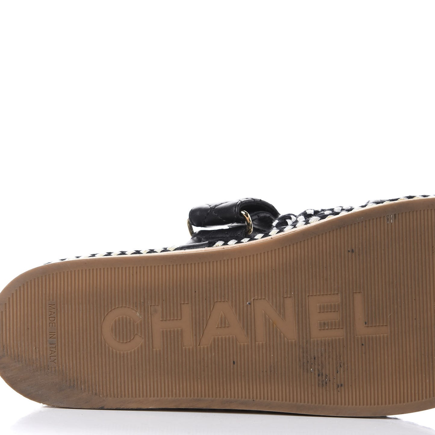 Cord Lambskin Quilted Logo Mules 39 Black