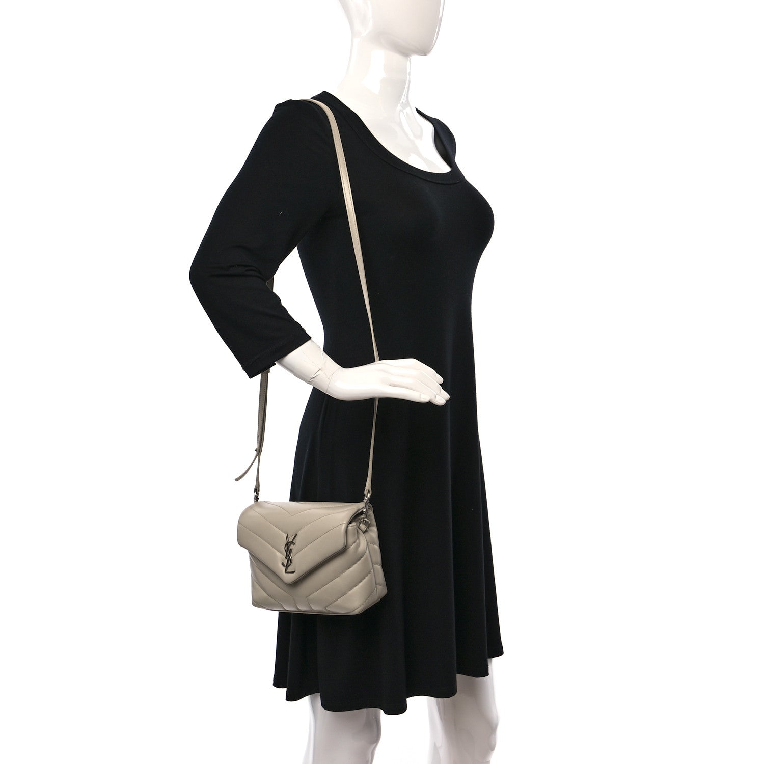 Saint Laurent Calfskin Y Quilted Monogram Toy Loulou Crossbody Bag Crema Soft 2 of 15