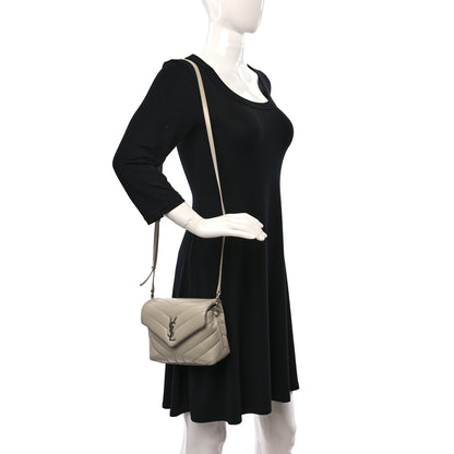 Saint Laurent Calfskin Y Quilted Monogram Toy Loulou Crossbody Bag Crema Soft 2 of 15
