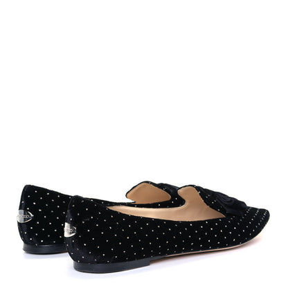 Jimmy Choo Velvet Ministud Gala Bow Flats 39 Black 4 of 11