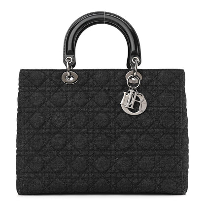 Christian Dior Denim Cannage Large Lady Dior Black 1 of 11