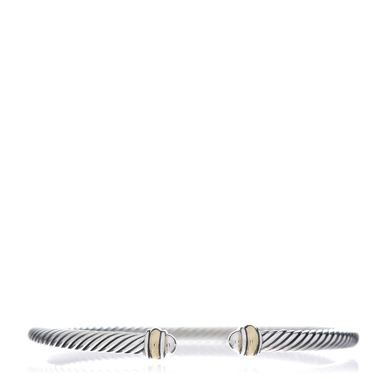 David Yurman Sterling Silver 18K Yellow Gold 4mm Cable Classics Bracelet 1 of 4