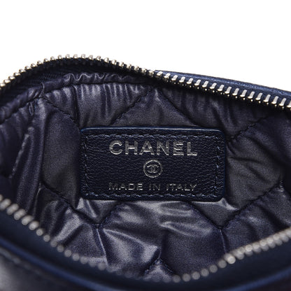 Chanel Metallic Sheepskin Chevron Quilted Small Vintage Mademoiselle Cosmetic Case Navy 6 of 8