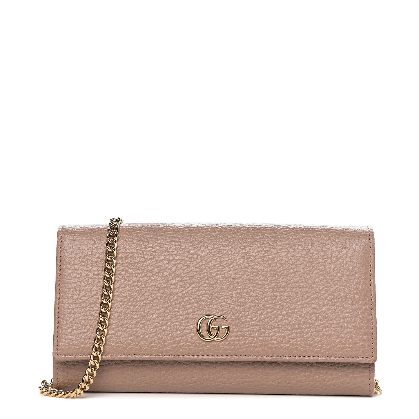 Dollar Calfskin Petite GG Marmont Wallet Chain Bag Porcelain Rose