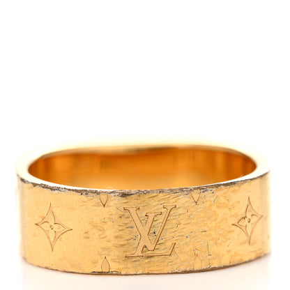 Louis Vuitton Brass Monogram Engraved Nanogram Ring S Gold 3 of 6
