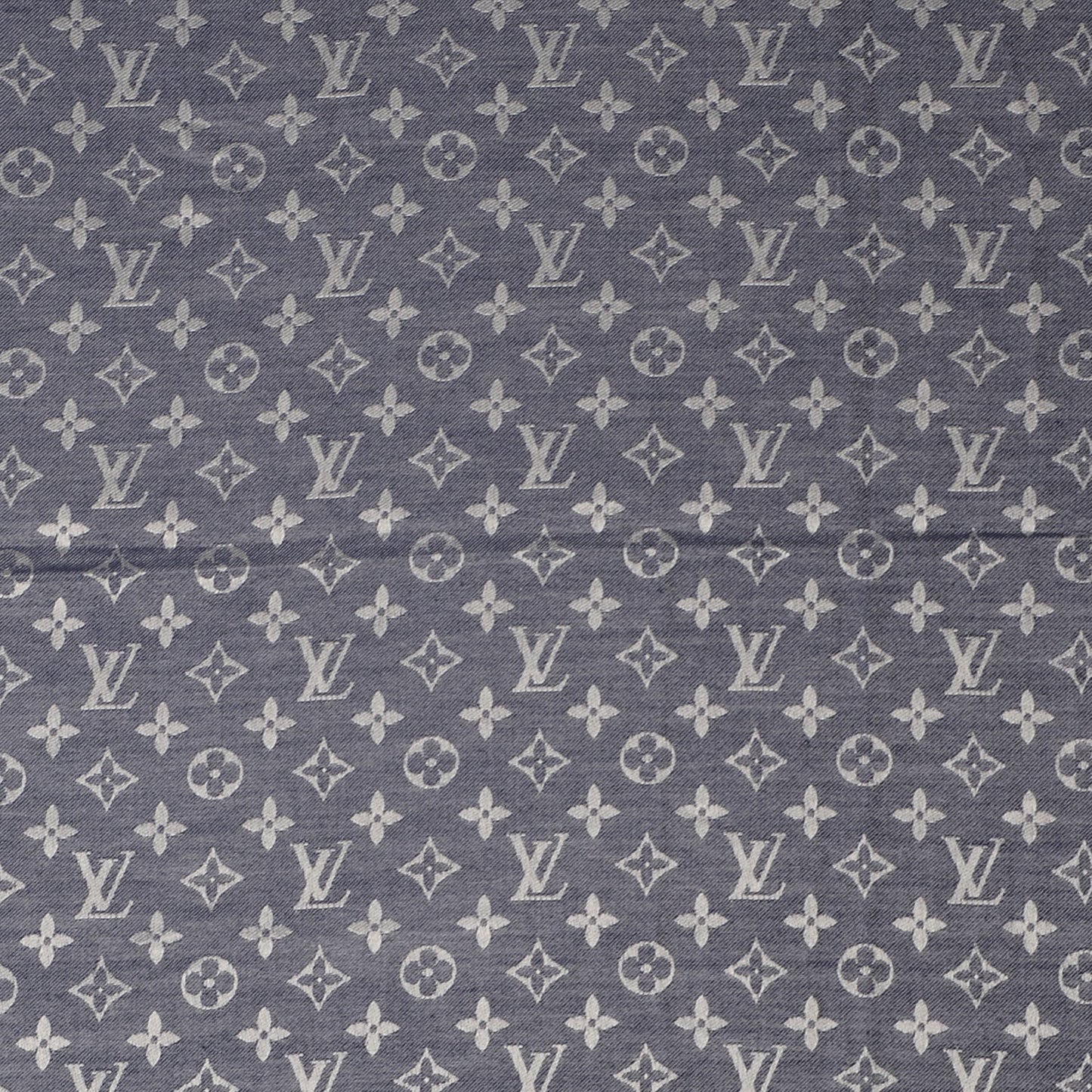 Silk Wool Monogram Denim Shawl Blue