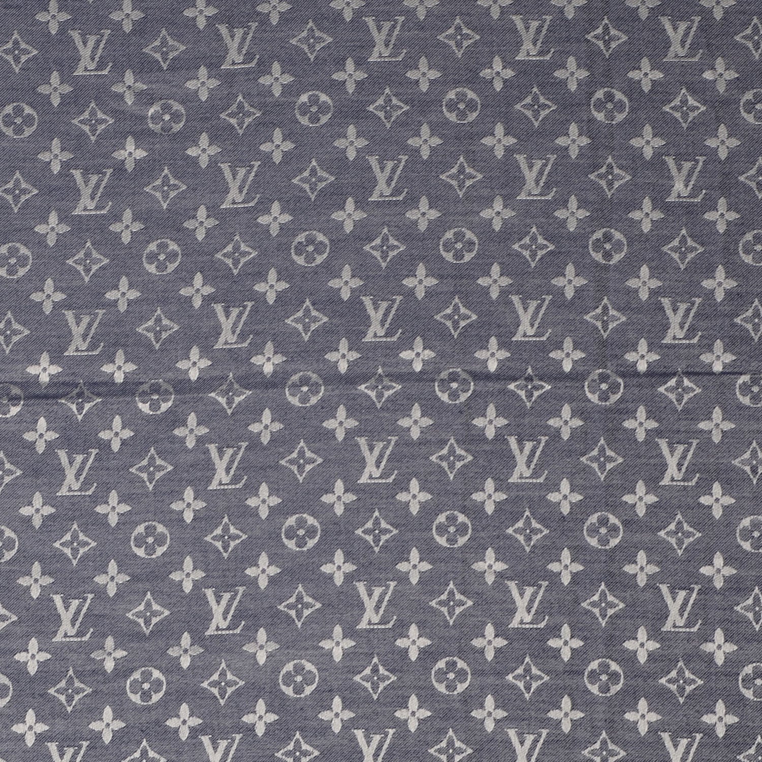 Louis Vuitton Silk Wool Monogram Denim Shawl Blue 1 of 5