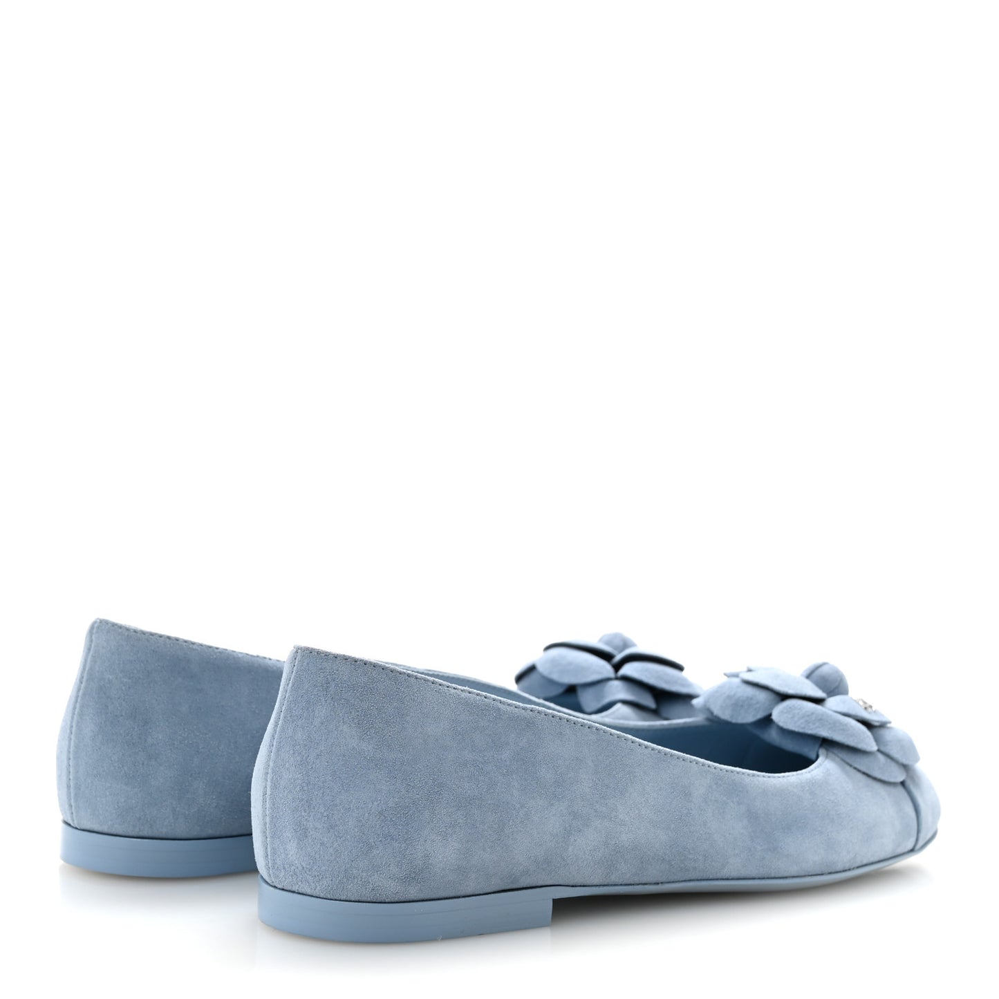 Suede Cap Toe Camellia Ballerina Flats 36.5 Light Blue
