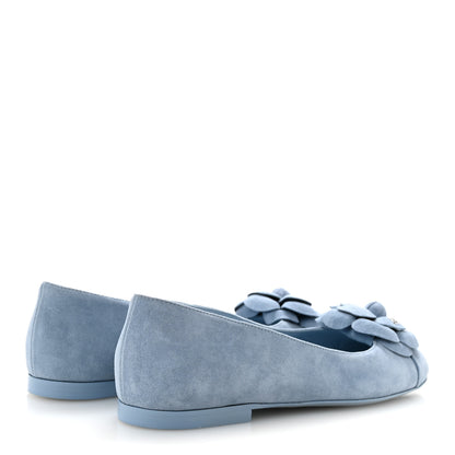 Chanel Suede Cap Toe Camellia Ballerina Flats 36.5 Light Blue 5 of 10