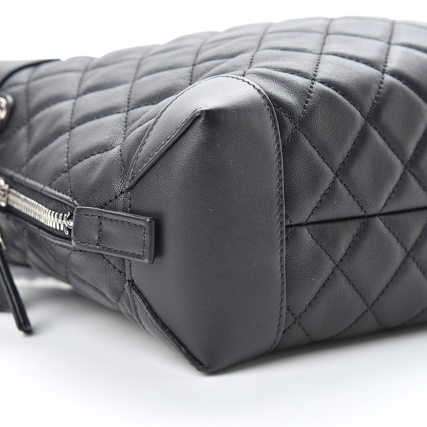 Lambskin Quilted Messenger Bag Black