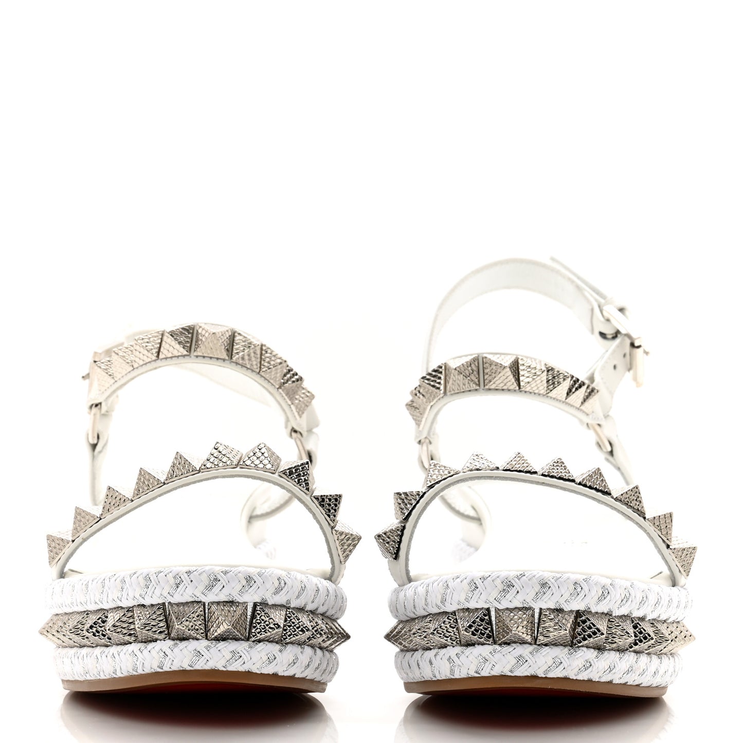 Calfskin Bianco Pyraclou 60 Platform Sandals 38 White Silver