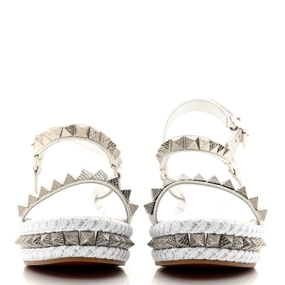 Christian Louboutin Calfskin Bianco Pyraclou 60 Platform Sandals 38 White Silver 2 of 8