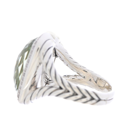 David Yurman Sterling Silver Diamond Prasiolite 20mm Ring 61 9.75 6 of 6