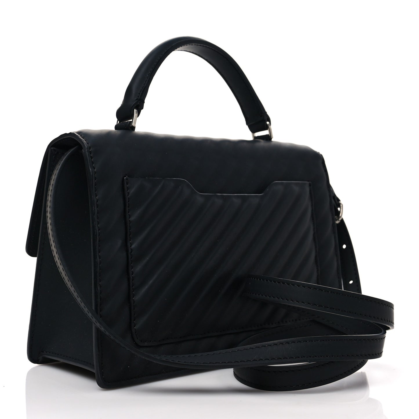 Calfskin Diagonal Quilted Jitney 1.4 Shoulder Bag Black
