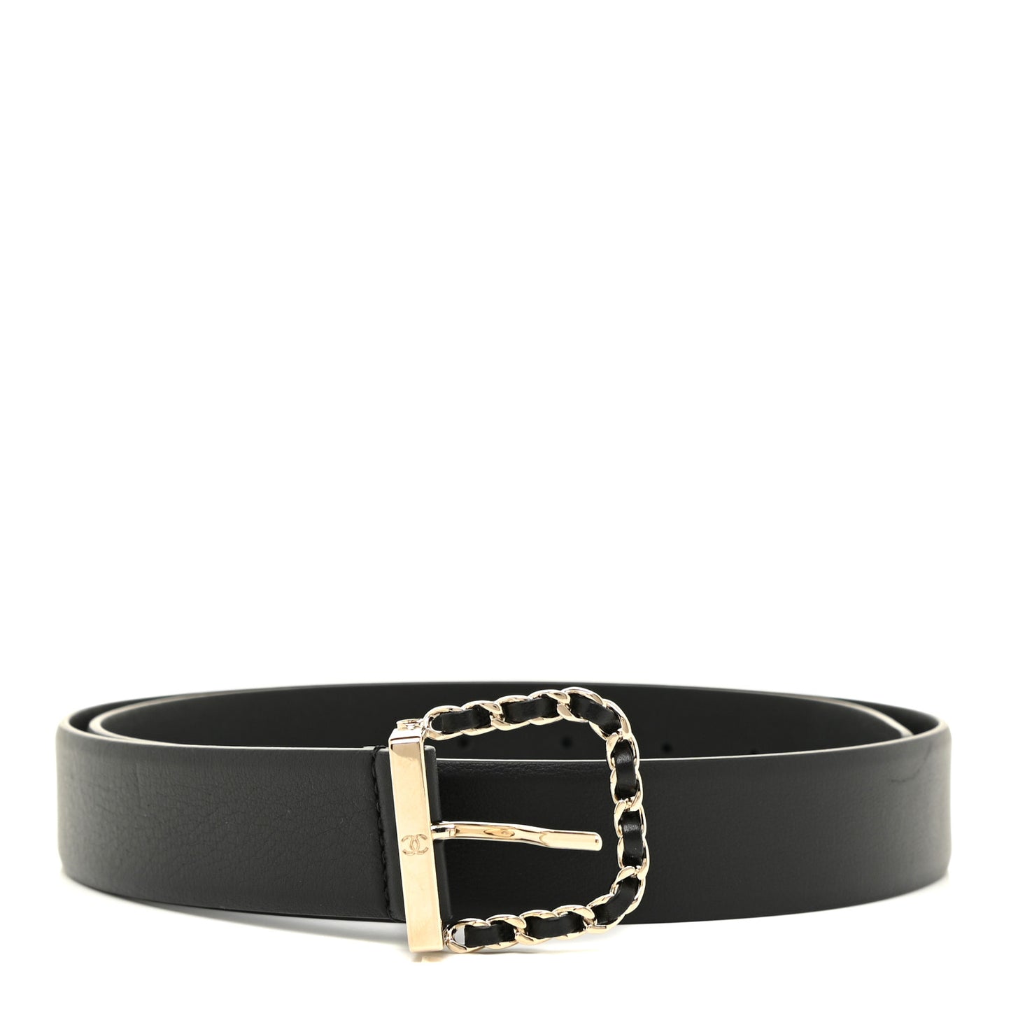 Lambskin Chain Square Buckle Belt 90 36 Black