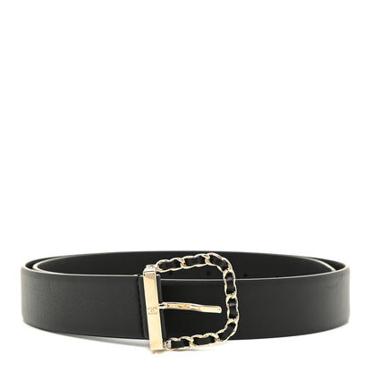 Chanel Lambskin Chain Square Buckle Belt 90 36 Black 1 of 8