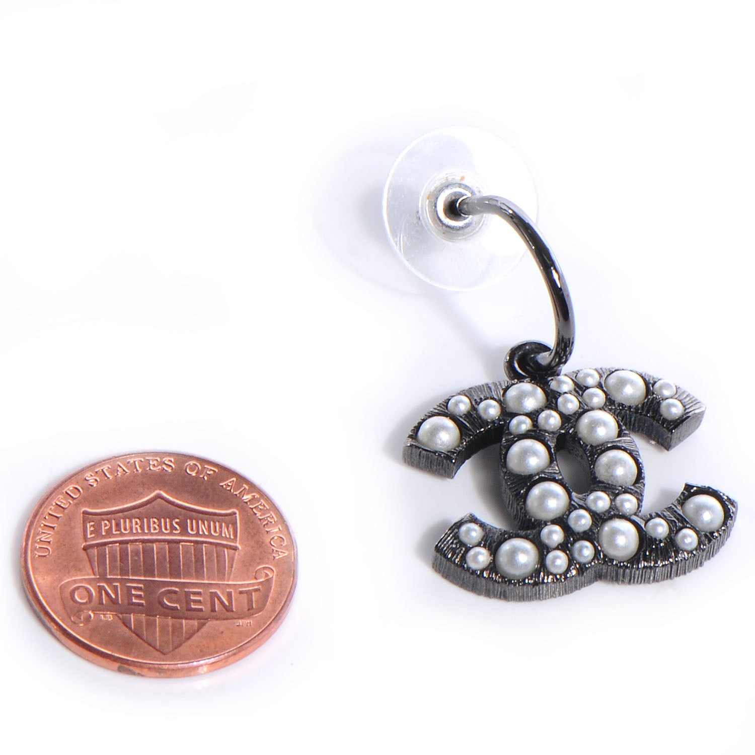 Chanel Pearl CC Dangle Earrings Black 2 of 5