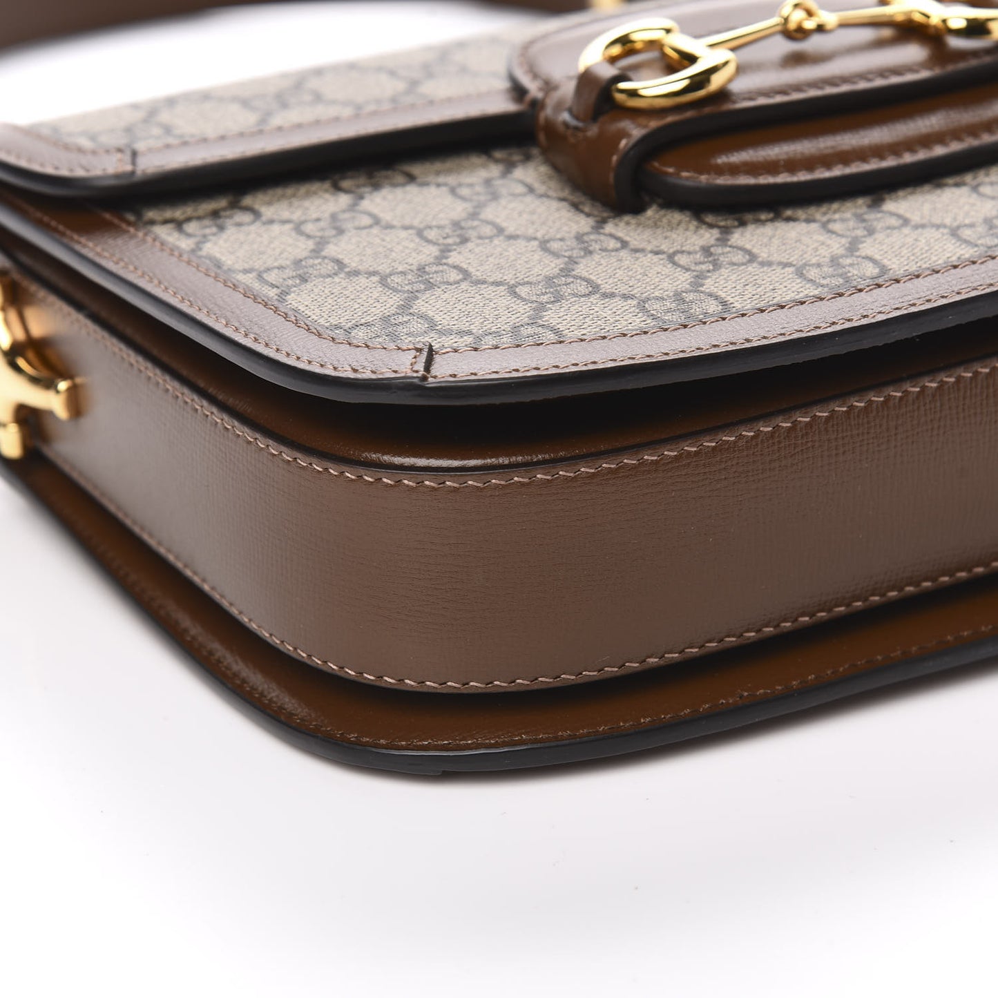 GG Supreme Monogram Horsebit 1955 Shoulder Bag Beige Brown Sugar