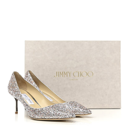 Jimmy Choo Speckled Glitter Pointy Toe Romy 60 Pumps 38 Viola Mix 9 of 9