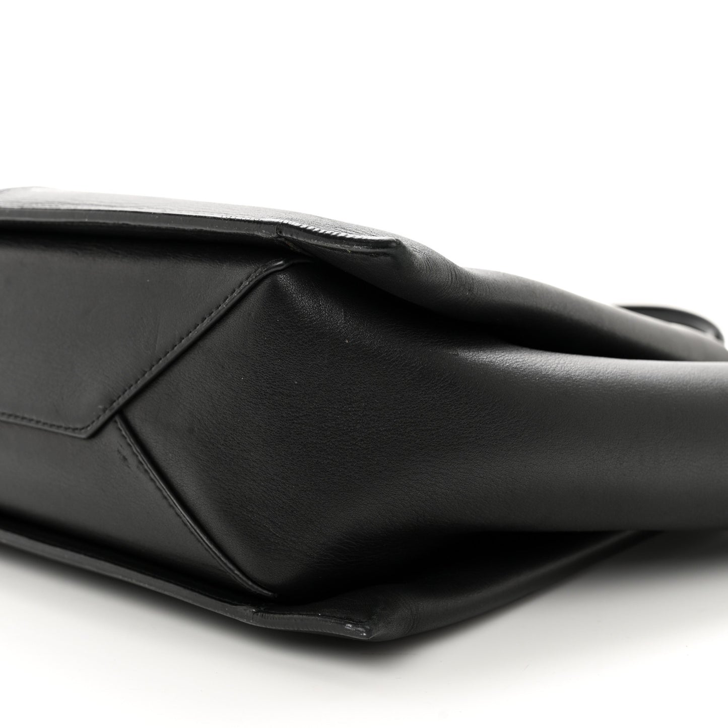 Supple Natural Calfskin Medium Tri-Fold Bag Black