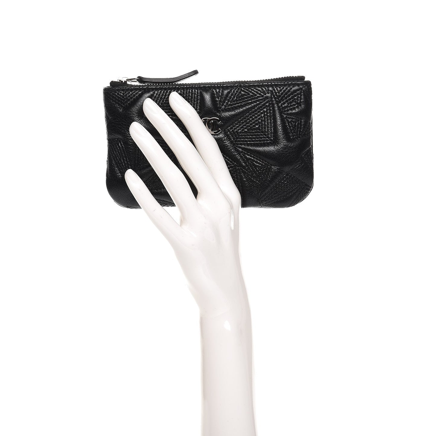 Lambskin Star Embossed Coin Purse Case Black