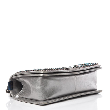 Chanel Metallic Lambskin Embellished Medium Boy Flap Silver 4 of 14