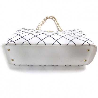 Chanel Lambskin Contrast Stitch Tote White 4 of 11