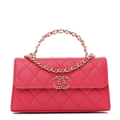 Chanel Caviar Quilted Chain Top Handle Phone Holder With Chain Dark Pink 1 of 10