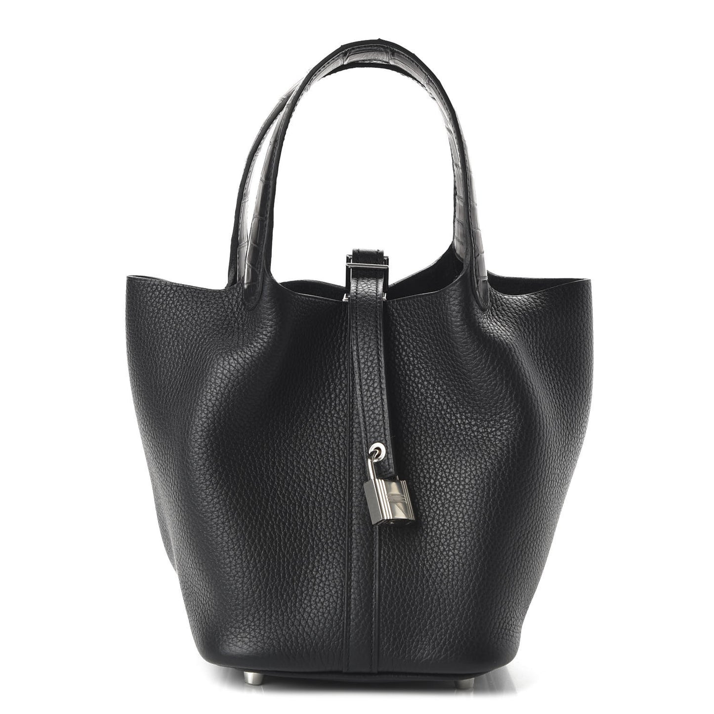 Taurillon Clemence Matte Alligator Picotin Lock Touch 18 PM Black