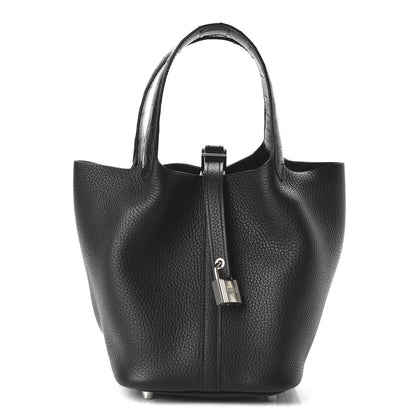 Hermes Taurillon Clemence Matte Alligator Picotin Lock Touch 18 PM Black 1 of 11