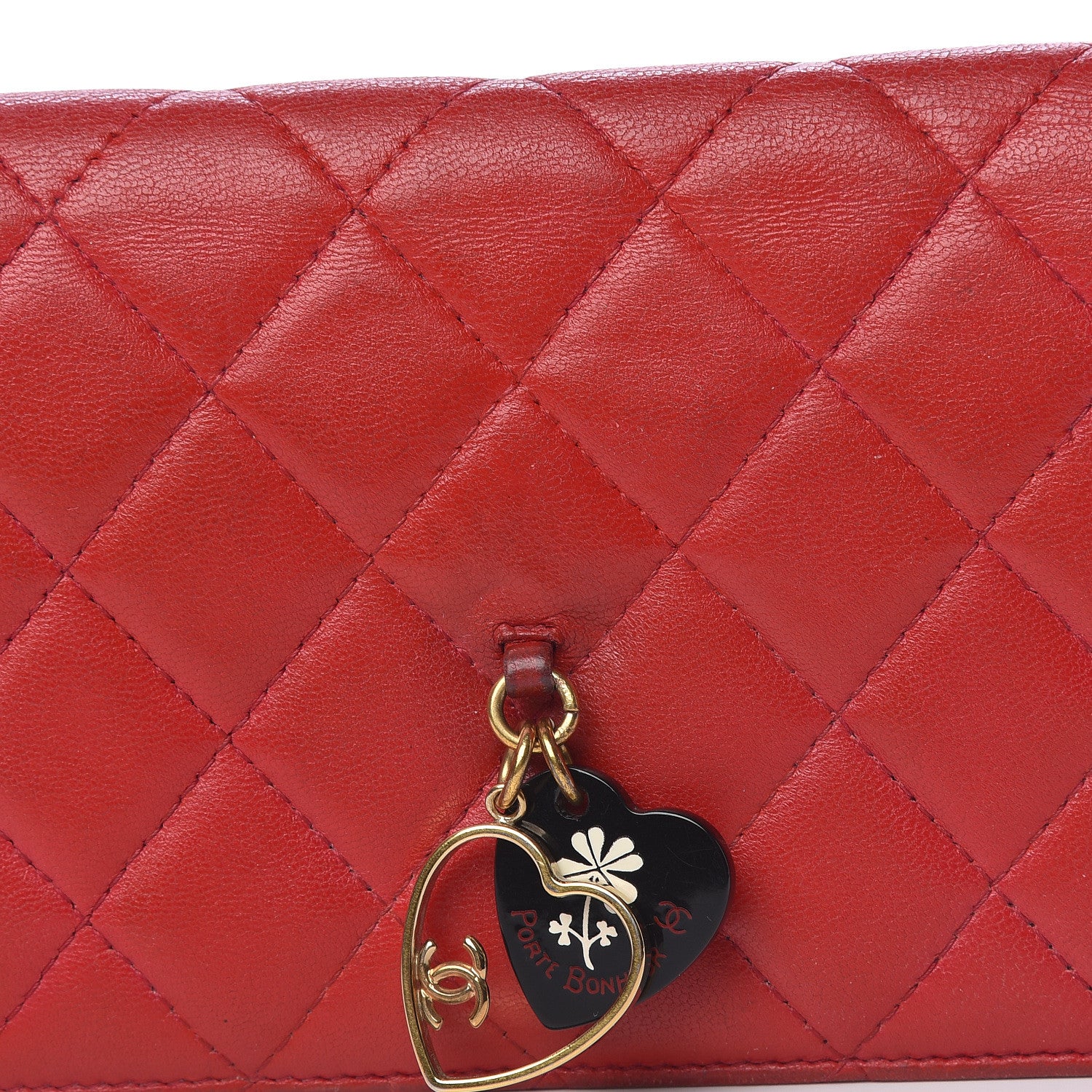 Chanel Lambskin Quilted Valentine Wallet Red 13 of 15