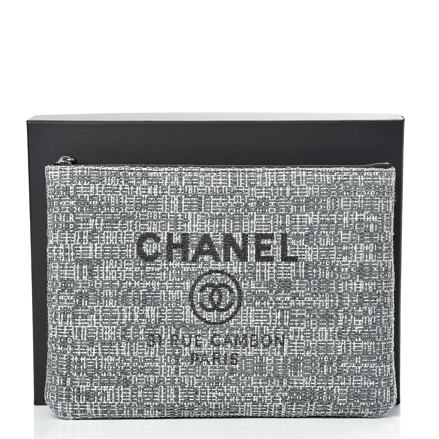 Chanel Canvas Small Deauville Pouch Charcoal 7 of 7