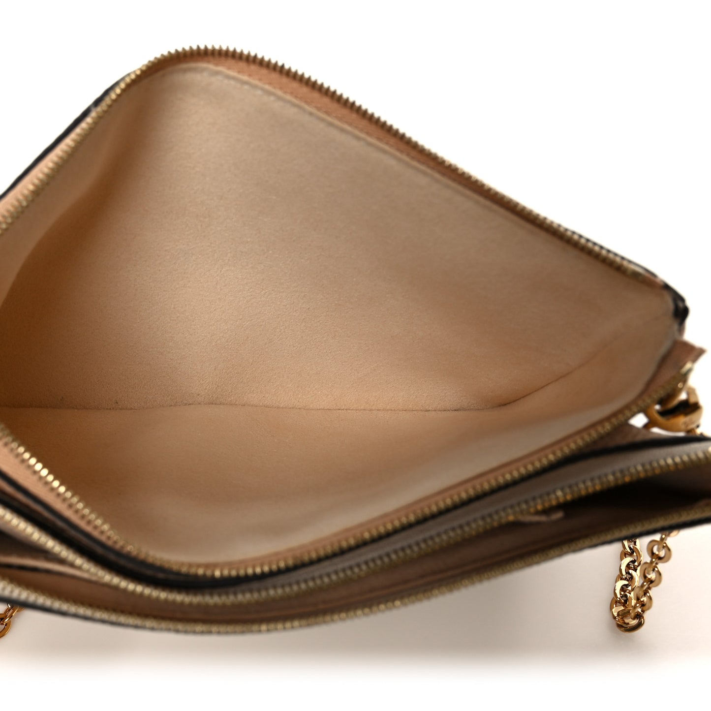 Empreinte Double Zip Pochette Beige Rose Creme