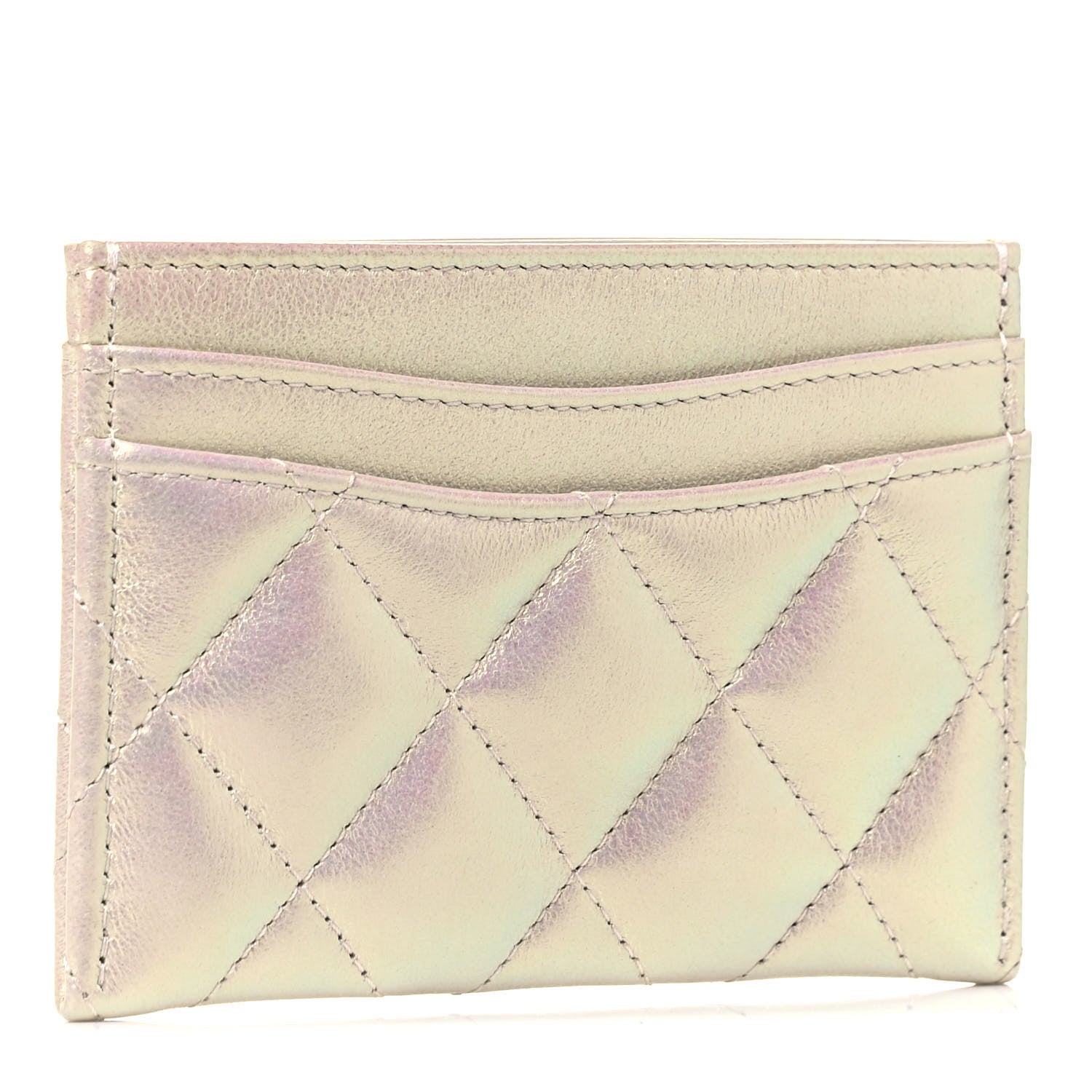 Chanel Iridescent Lambskin Quilted Card Holder Ivory 2 of 4