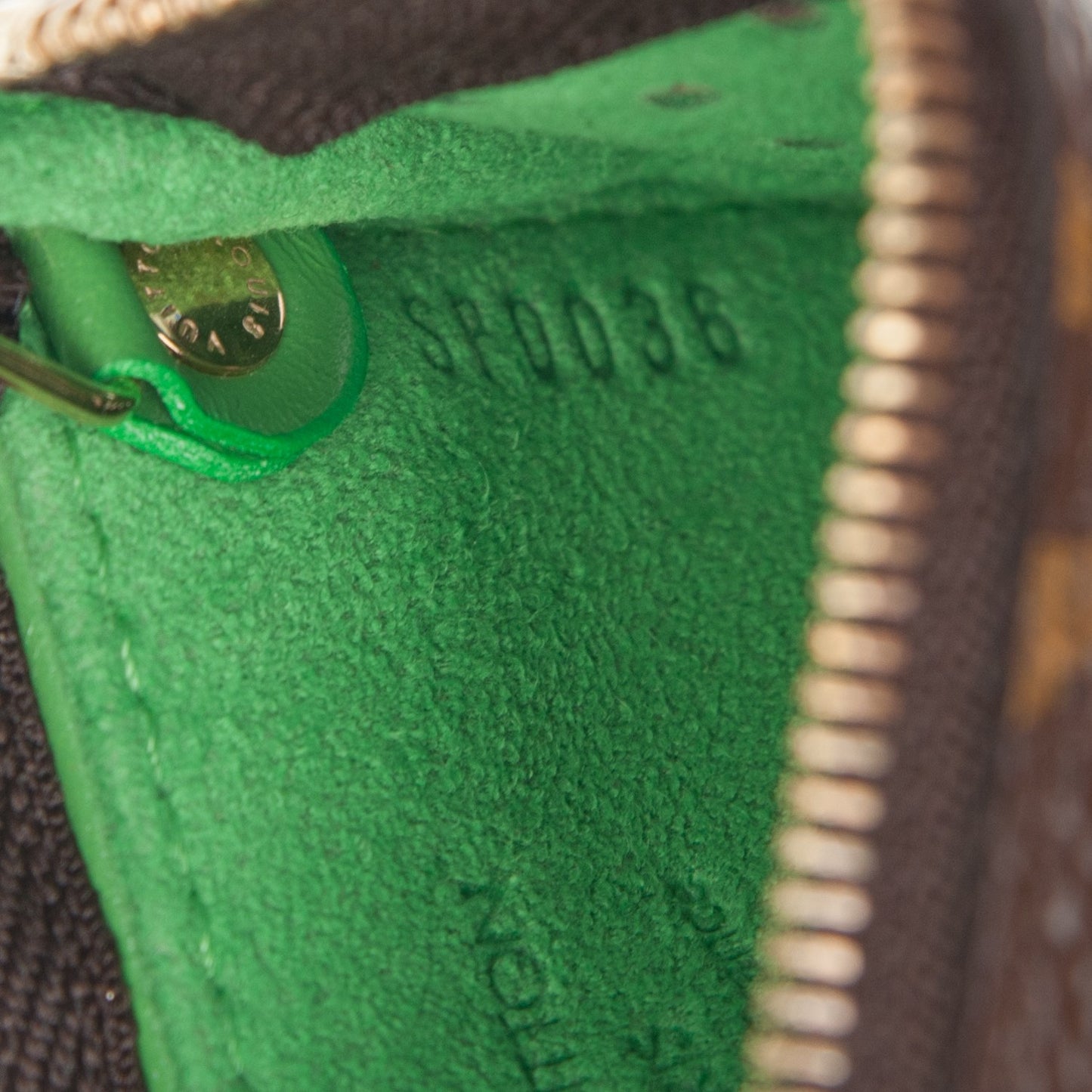 Monogram Perforated Key Pouch Green