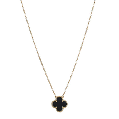 Van Cleef & Arpels 18K Yellow Gold Black Onyx Vintage Alhambra Pendant Necklace 1 of 4