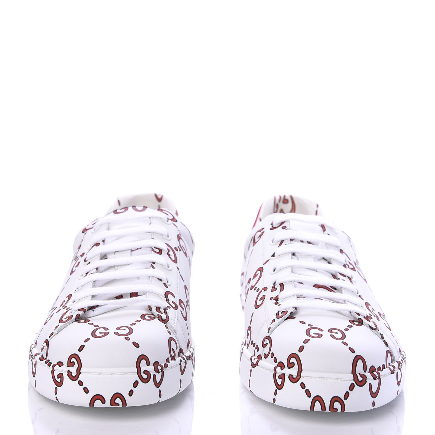 Calfskin GucciGhost Print Mens Ace Sneakers 13 White Hibiscus Red